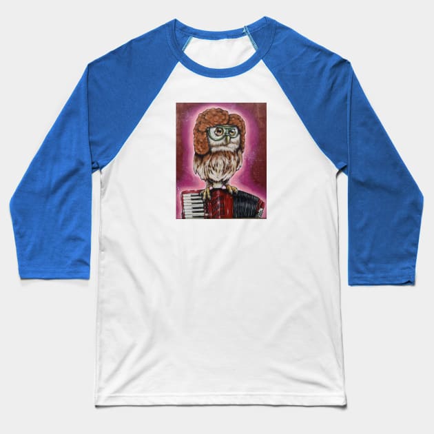 Weird Owl Baseball T-Shirt by Toby Sasquatch